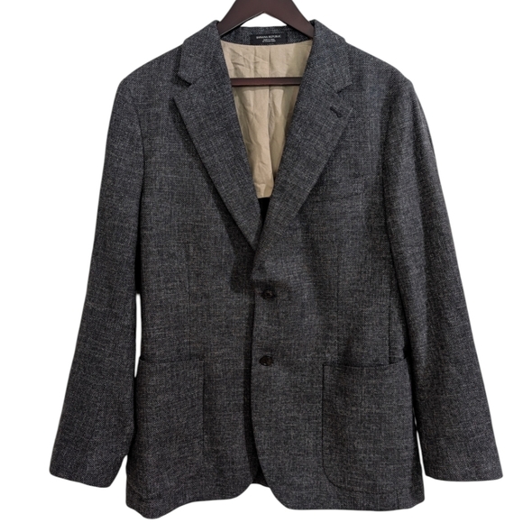 Banana Republic Tailored Slim Fit Tweed Jacket Blazer 42R Dark Charcoal Marzotto